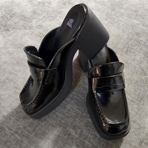 Wild Fable Women’s Eileen Mule Black Slip On Shoes Size 8 Chunky Faux Leather